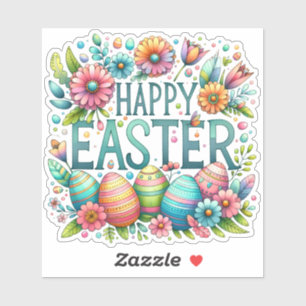 Sticker Joyeux voeux de Pâques Floral Springtime Amusement