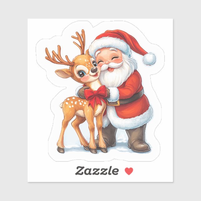 Sticker Joyful Christmas With Santa & Reindeer! (Feuille)