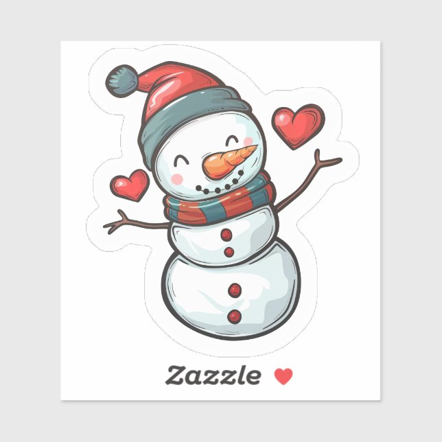 Sticker Joyful Snowman Celebrates Christmas! (Feuille)