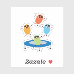 Sticker Jumping mignon Haricots de bonbons portant des lun