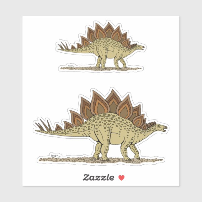 Sticker Jurassique Dinosaure Stegosaurus (Feuille)