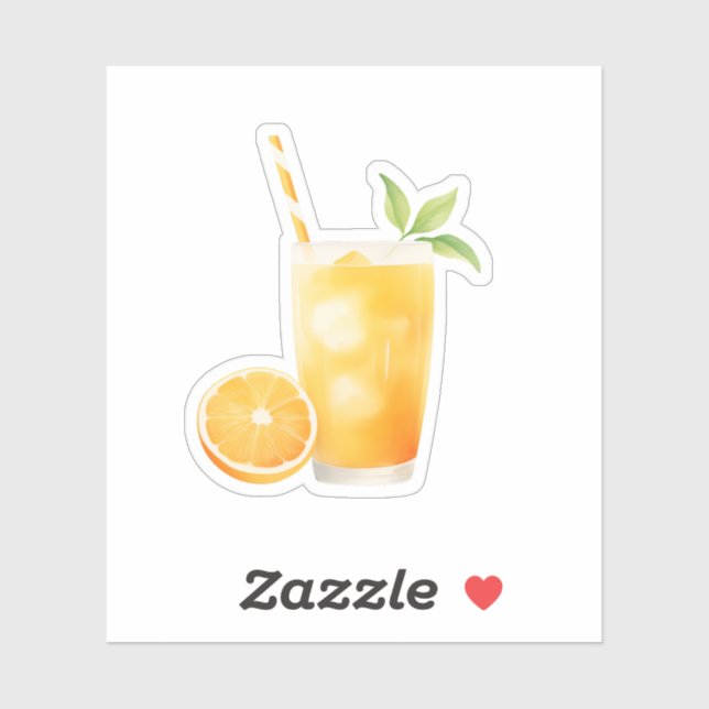 Sticker Jus d'orange aquarelle (Feuille)