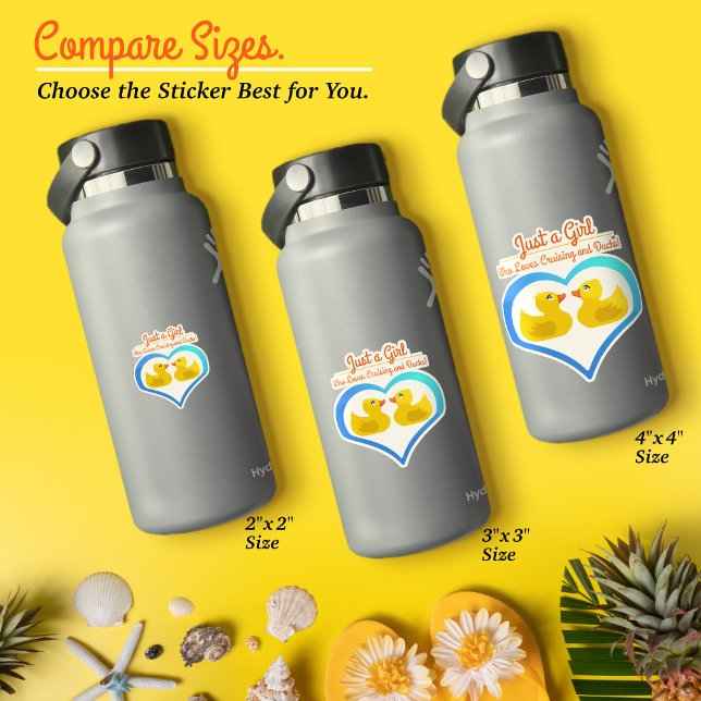 Sticker Just a Girl Who Loves Cruising and Ducks–Vacation (Just a Girl Who Loves Cruising & Ducks–Vacation Waterproof Vinyl Sticker–Choose the Your Size.)