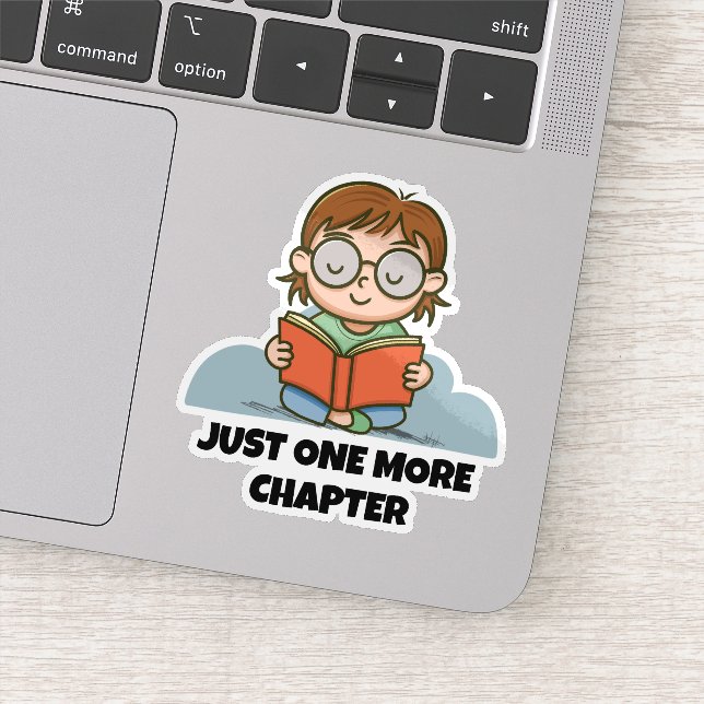 Sticker Just One More Chapter, Reading Book Worm (Détail)