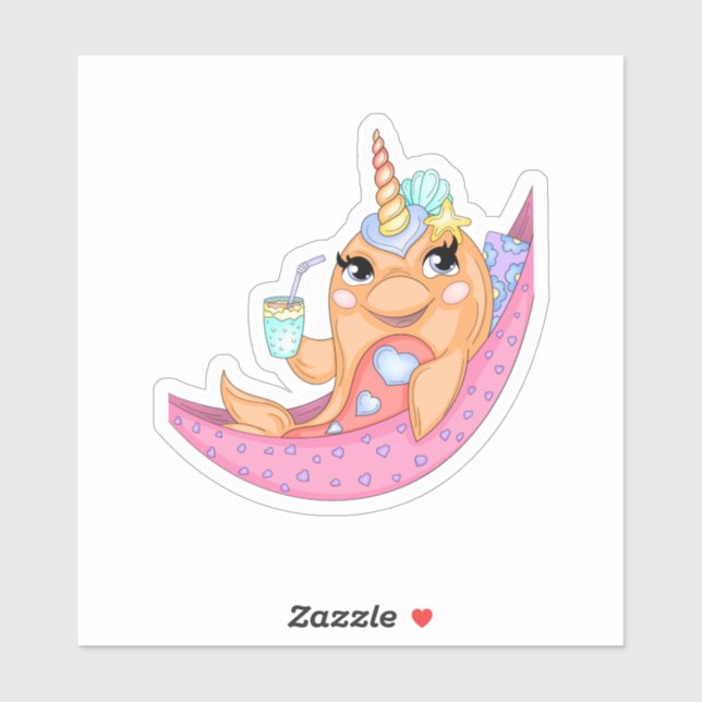 Sticker Juste Chillin Narwhal (Feuille)