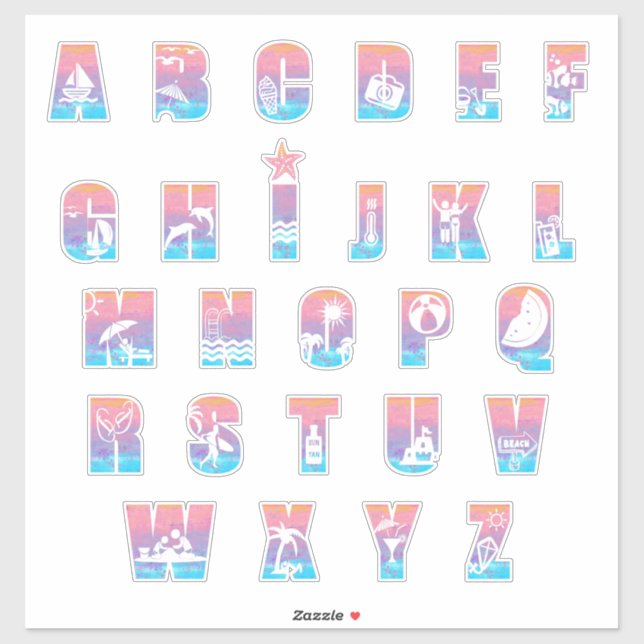 STICKER JUSTE PLAGE ALPHABET (Feuille)