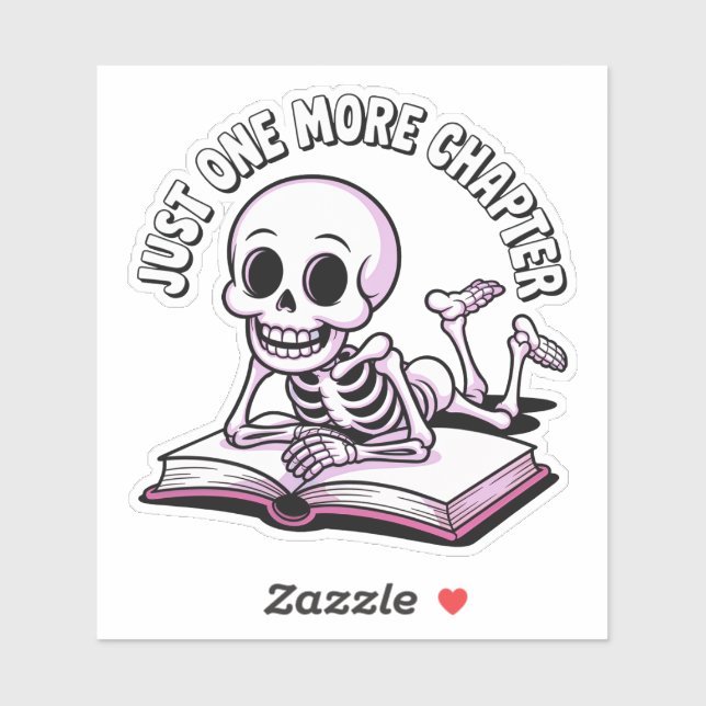 Sticker Juste Un Chapitre De Plus - Jolie Lecture Squelett (Feuille)