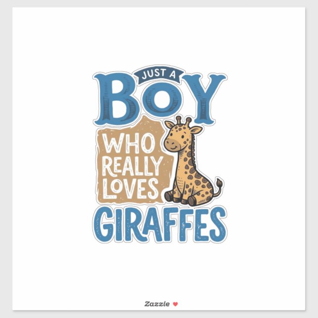 Sticker Juste un garçon qui aime les girafes design de che (Feuille)