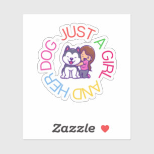 Sticker Juste Une Fille Et Son Chien