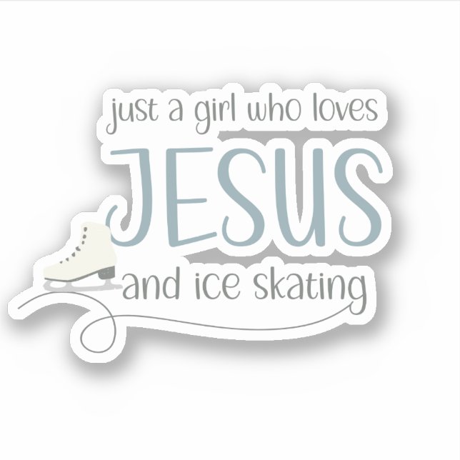 Sticker Juste une fille qui aime Jésus & Patinage sur glac (Devant)