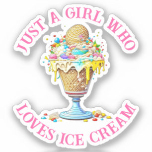 Sticker Juste une fille qui aime la crème glacée