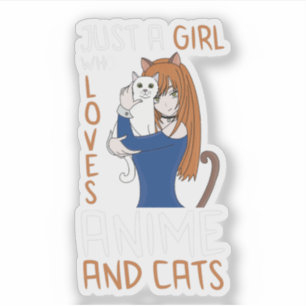 Sticker Juste Une Fille Qui Aime L'Anime Et Les Chats