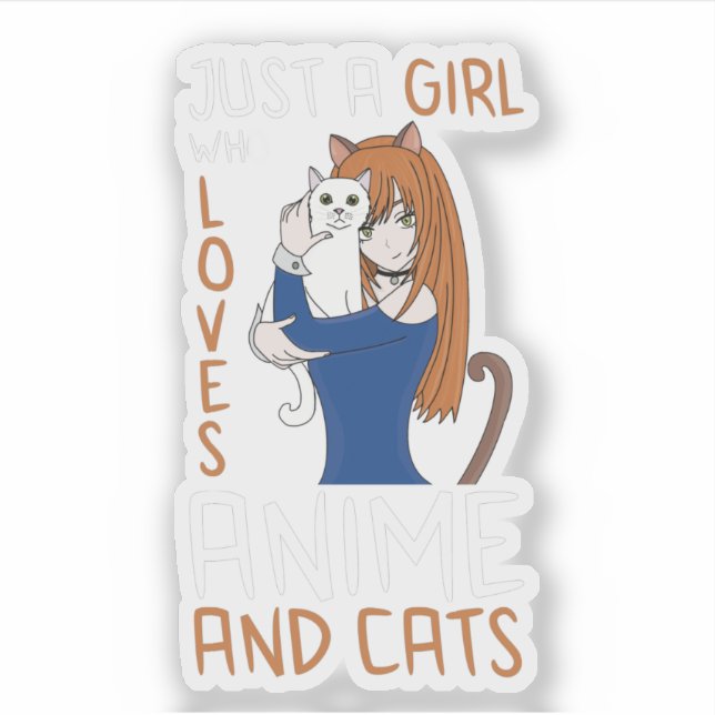 Sticker Juste Une Fille Qui Aime L'Anime Et Les Chats (Devant)