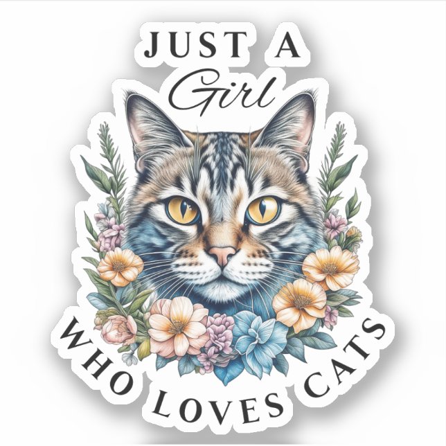 Sticker Juste une fille qui aime les chats (Devant)