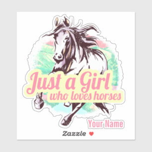 Sticker Juste Une Fille Qui Aime Les Chevaux Aquarelle Vin
