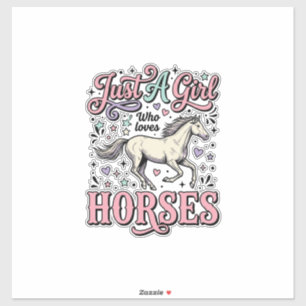 Sticker Juste Une Fille Qui Aime Les Chevaux Design Vector