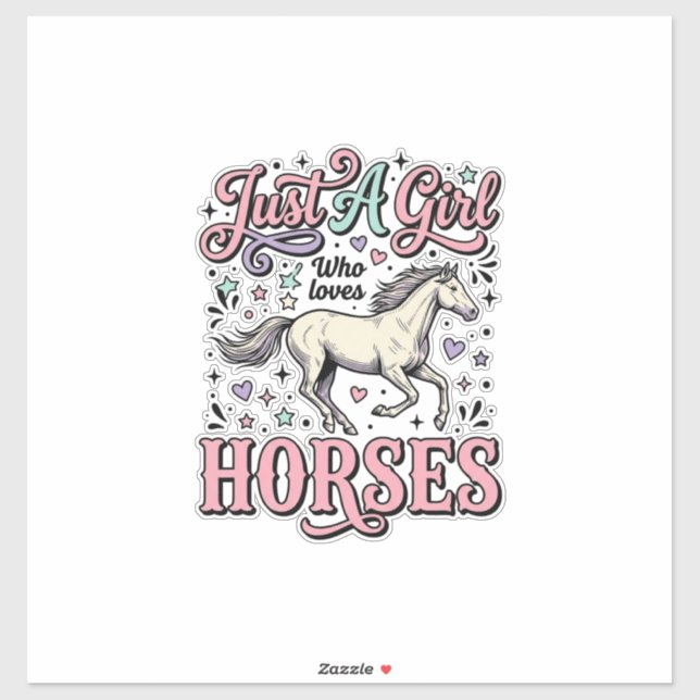 Sticker Juste Une Fille Qui Aime Les Chevaux Design Vector (Feuille)