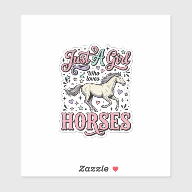Sticker Juste Une Fille Qui Aime Les Chevaux Design Vector (Feuille)