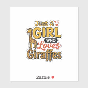 Sticker Juste Une Fille Qui Aime Les Girafes Vintage Vecto