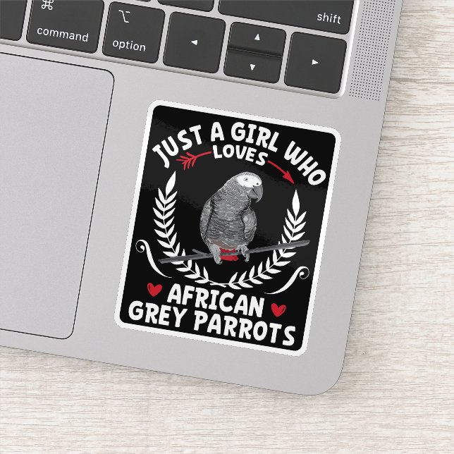 Sticker Juste une fille qui aime les perroquets gris afric (Détail)