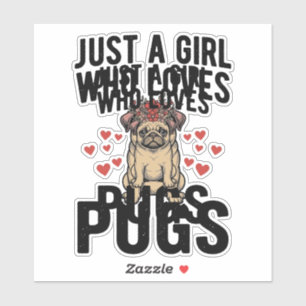 Sticker Juste Une Fille Qui Aime Les Pugs Chemise Vintage