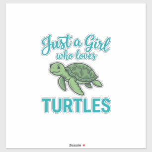 Sticker Juste une fille qui aime les tortues gravure vinta