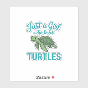 Sticker Juste une fille qui aime les tortues gravure vinta