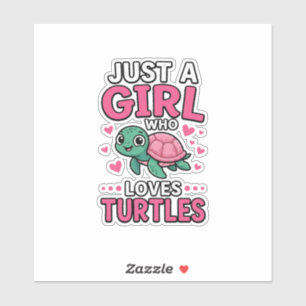 Sticker Juste une fille qui aime les tortues Vecteur de to