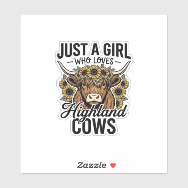 Sticker Juste une fille qui aime les vaches des Highlands  (Feuille)