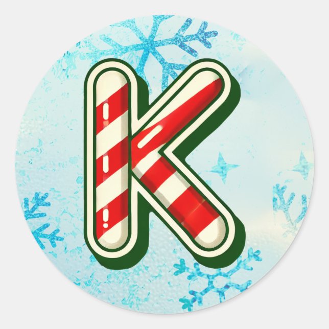 Sticker "K" de Noël sucre de canne, Stripes festiv (Devant)