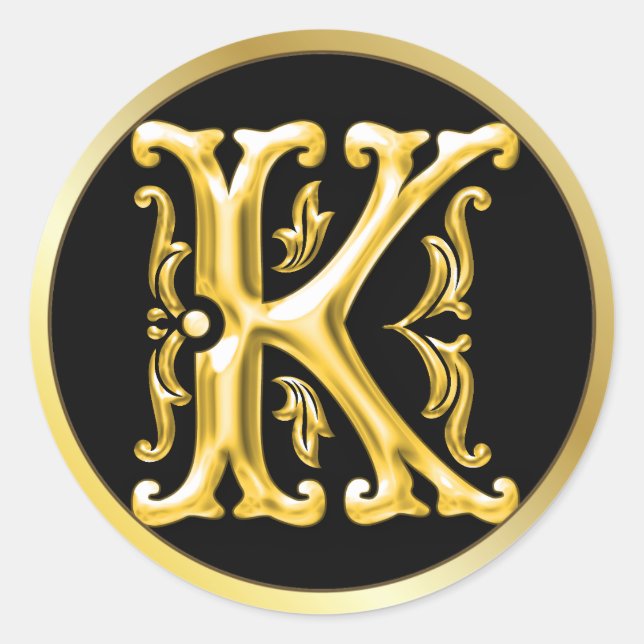 Sticker K rond initial en or (Devant)