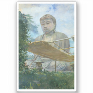 Sticker Kamakura Daibutsu Bouddha aquarelle peinture