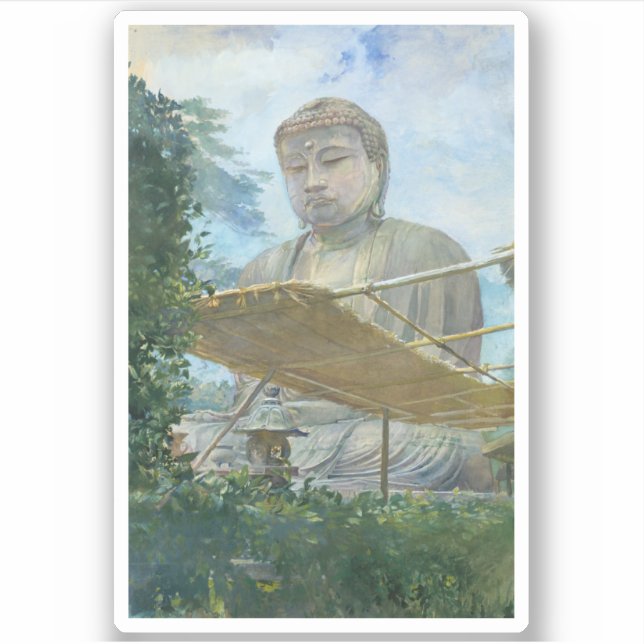 Sticker Kamakura Daibutsu Bouddha aquarelle peinture (Devant)