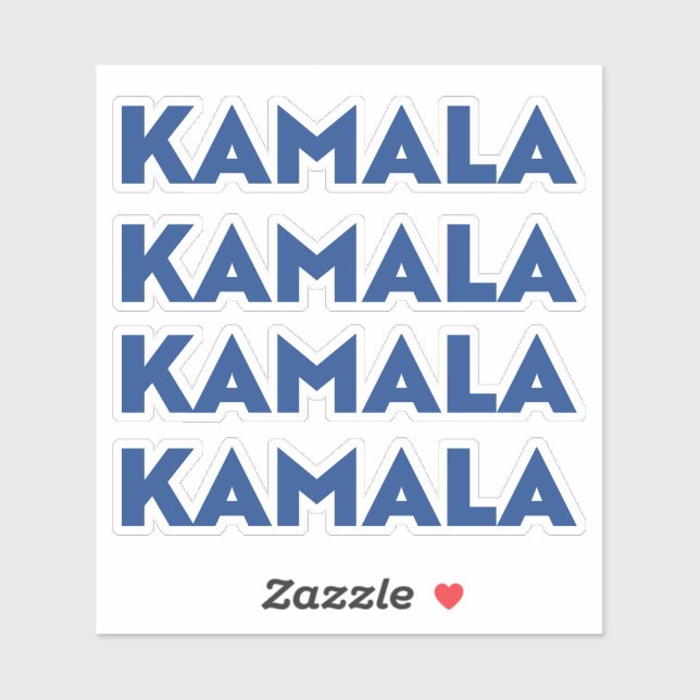 Sticker Kamala bleu moderne audacieuse typographie quatre  (Feuille)