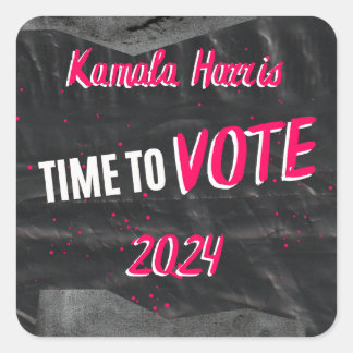 Sticker Kamala Harris. Couleur noire. Carré