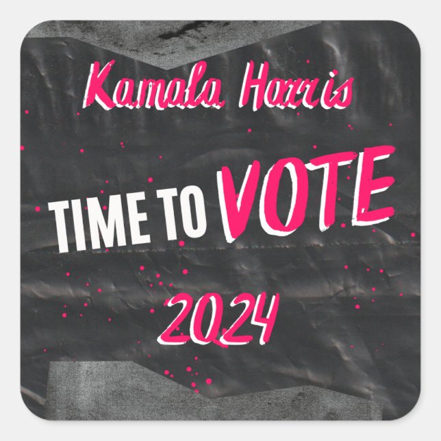 Sticker Kamala Harris. Couleur noire. Carré (Devant)