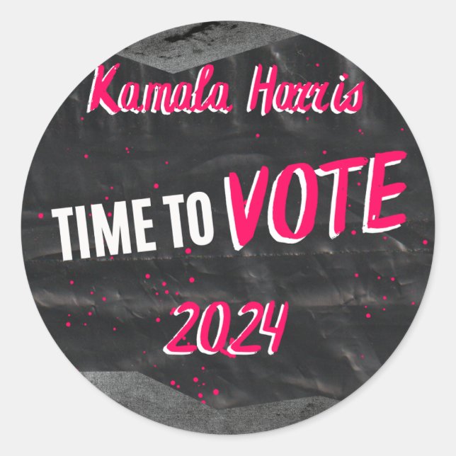 Sticker Kamala Harris. Foncé avec police rose. (Devant)