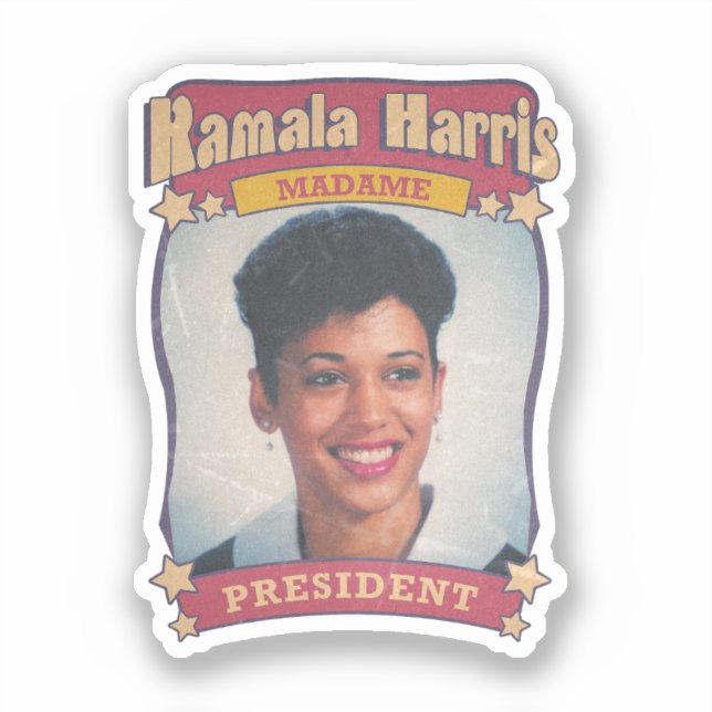 Sticker Kamala Harris Madame Président Retro Card (Recto)