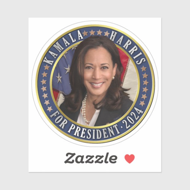 Sticker Kamala Harris pour le président démocrate 2024 Pho (Feuille)
