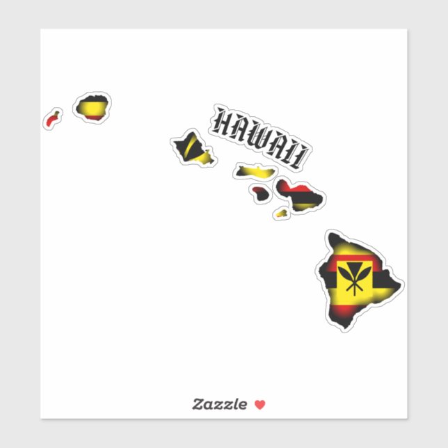 STICKER KANAKA MAOLI HAWAII ÎLES JAUNE NOIR ROUGE (Feuille)