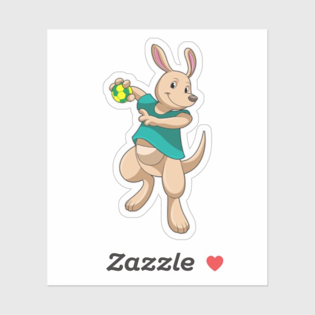 Sticker Kangaroo comme joueur de handball avec Handball (Feuille)
