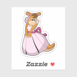 Sticker Kangaroo comme mariée avec robe Mariage