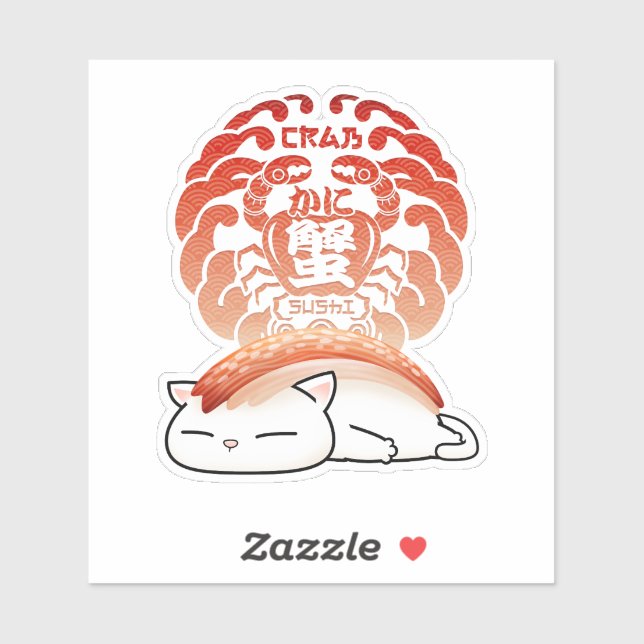 Sticker Kani Crab Sushi Chat (Feuille)