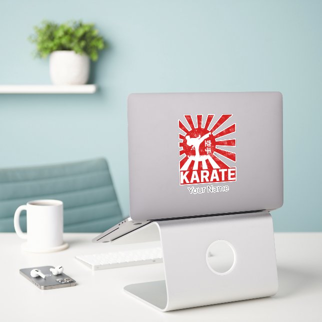 Sticker Karate Martial Arts avec design Vintage japonais (Ordinateur portable sur le bureau)