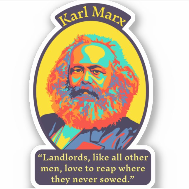Sticker Karl Marx Portrait et Citation (Devant)