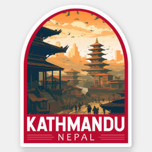 Sticker Kathmandu Nepal Travel Art Vintage