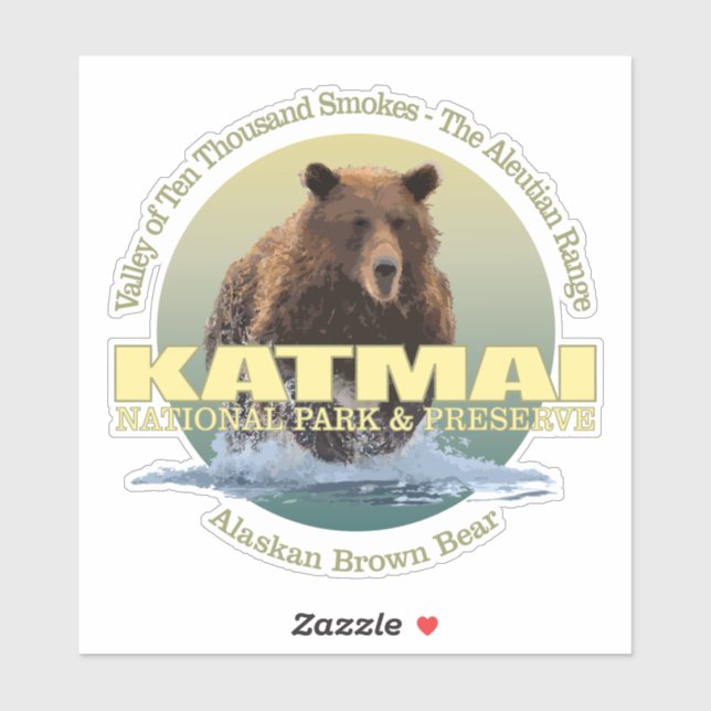 Sticker Katmai NP (Ours Brown) WT (Feuille)