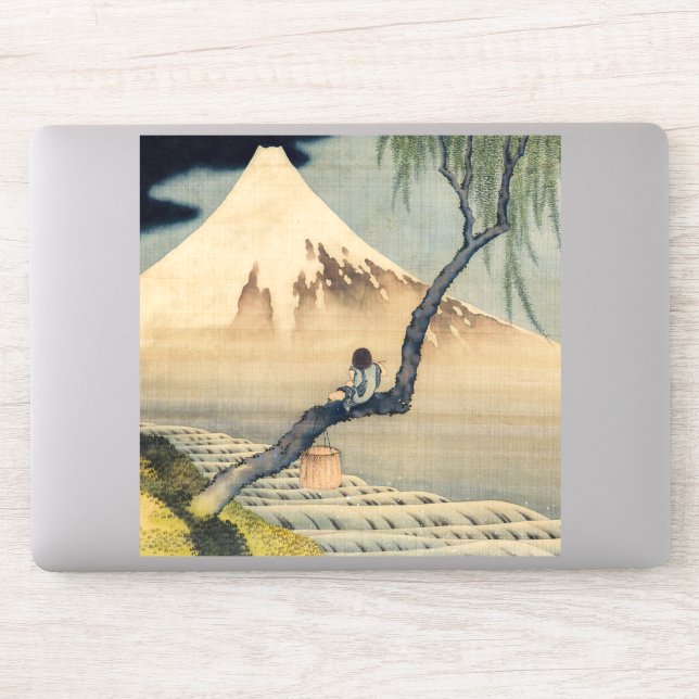 Sticker Katsushika Hokusai - Garçon regardant le Mont Fuji (Ordinateur)