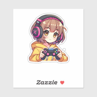 Sticker Kawaii Anime Gamer Girl