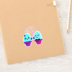 Sticker kawaii cactus amour